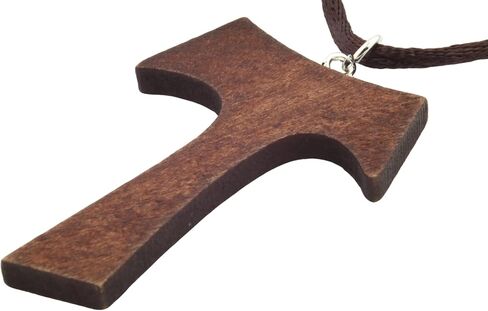 Wooden Franciscan Tau Accessory, Cross Pendant Necklace, Religious Gift for Friars and Nuns, 2 Inch Charm on 30 Inch Cord in Saudi Arabia