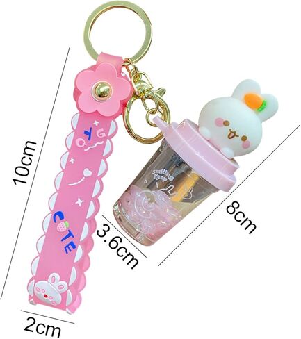 BEXOA لطيف المفاتيح Kawaii السائل العائمة بوبا سلاسل المفاتيح اكسسوارات سيارة حلقة رئيسية الكرتون ظهره Charms لفتاة النساء in Kuwait