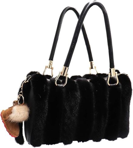 Luxury Shearling Winter Boot Keychain with Genuine Mink Fur - Bag Purse Charm - Fluffy Fur Ball - Fashion Gift in Saudi Arabia