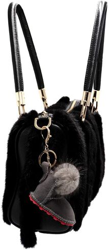 Luxury Shearling Winter Boot Keychain with Genuine Mink Fur - Bag Purse Charm - Fluffy Fur Ball - Fashion Gift in Saudi Arabia
