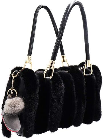 Luxury Shearling Winter Boot Keychain with Genuine Mink Fur - Bag Purse Charm - Fluffy Fur Ball - Fashion Gift in Saudi Arabia