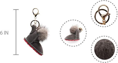 Luxury Shearling Winter Boot Keychain with Genuine Mink Fur - Bag Purse Charm - Fluffy Fur Ball - Fashion Gift in Saudi Arabia