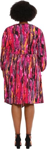 London Times Women's Twist Front Long Sleeve Polished Career Chic Asymmetric Hem Matte Jersey Printed Dress in Saudi Arabia