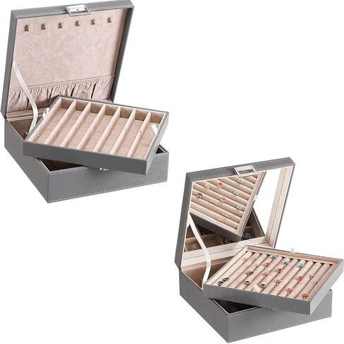 bewishome منظم الحلقات وحامل صندوق القرط علبة المجوهرات وأزرار الأكمام لتخزين الفتيات والنساء والرجال قلادة منظم صندوق قلادة منظم تخزين للسلاسل والأساور in Kuwait