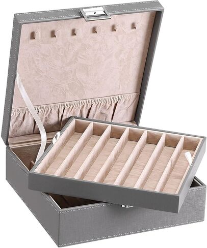 bewishome منظم الحلقات وحامل صندوق القرط علبة المجوهرات وأزرار الأكمام لتخزين الفتيات والنساء والرجال قلادة منظم صندوق قلادة منظم تخزين للسلاسل والأساور in Kuwait