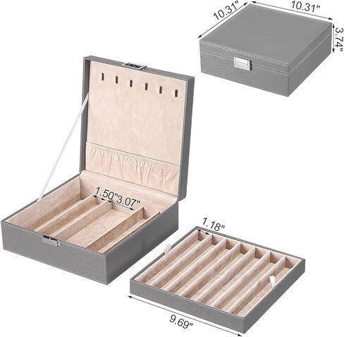 bewishome منظم الحلقات وحامل صندوق القرط علبة المجوهرات وأزرار الأكمام لتخزين الفتيات والنساء والرجال قلادة منظم صندوق قلادة منظم تخزين للسلاسل والأساور in Kuwait