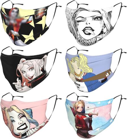 6pcs Anime Game Face Mask Washable Face Mask With Adjustable Earrings Headscarf Balaclava Muzzle Unisex in Kuwait