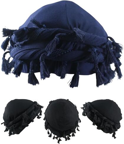 Tassel Turban Twist Durag for Men Satin Lined Turban Halo Head Wrap with Elastic Band for 22.83'' - 23.62'' Circumference in Saudi Arabia