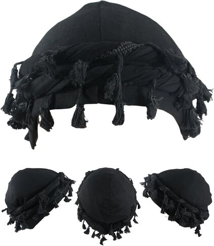 Tassel Turban Twist Durag for Men Satin Lined Turban Halo Head Wrap with Elastic Band for 22.83'' - 23.62'' Circumference in Saudi Arabia