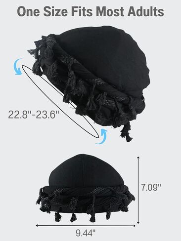Tassel Turban Twist Durag for Men Satin Lined Turban Halo Head Wrap with Elastic Band for 22.83'' - 23.62'' Circumference in Saudi Arabia