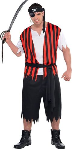 Adult Mens Ahoy Matey Striped Pirate Costume in Saudi Arabia