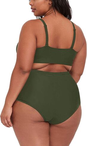 بدلة سباحة نسائية من Kisscynest بمقاس كبير وخصر مرتفع مكشكشة in Kuwait