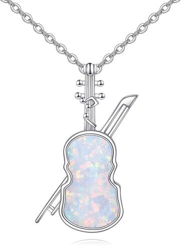 CRMAD Violins Necklace for Women Sterling Silver Opal/Turquoise Necklace Violins Jewelry Gift for Girls in Saudi Arabia