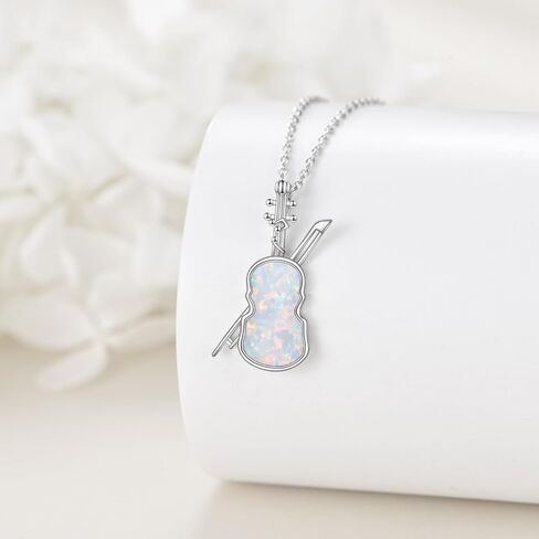 CRMAD Violins Necklace for Women Sterling Silver Opal/Turquoise Necklace Violins Jewelry Gift for Girls in Saudi Arabia