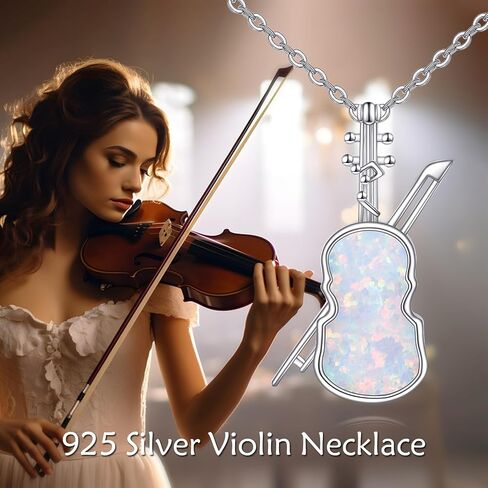 CRMAD Violins Necklace for Women Sterling Silver Opal/Turquoise Necklace Violins Jewelry Gift for Girls in Saudi Arabia