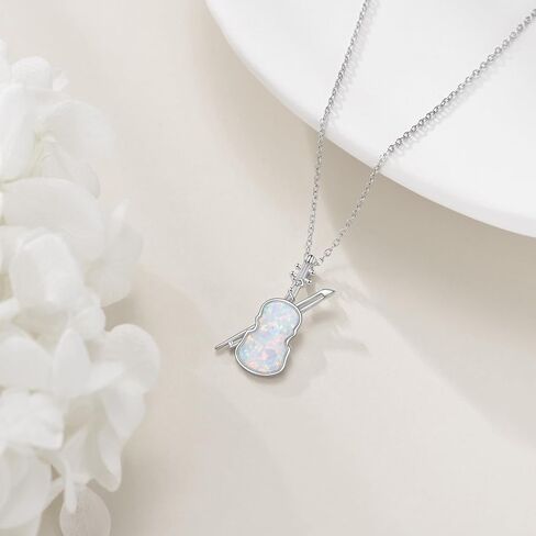 CRMAD Violins Necklace for Women Sterling Silver Opal/Turquoise Necklace Violins Jewelry Gift for Girls in Saudi Arabia