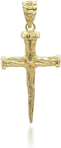 10K Yellow, White, or Rose Gold Nail Cross Christian Faith Pendant - Choice of Colors in Saudi Arabia