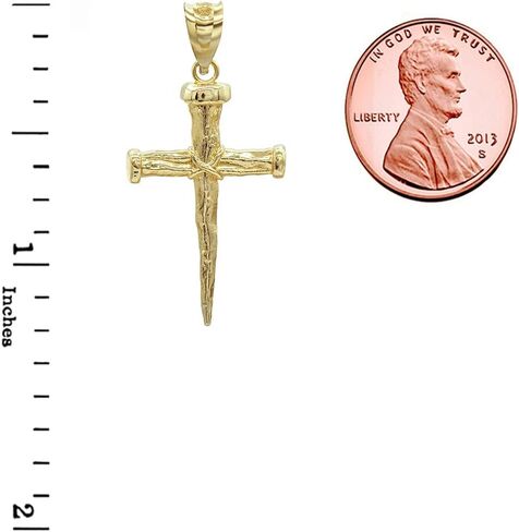 10K Yellow, White, or Rose Gold Nail Cross Christian Faith Pendant - Choice of Colors in Saudi Arabia