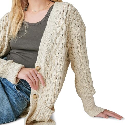 Lucky Brand Women's Mixed Cable Cardigan in Saudi Arabia
