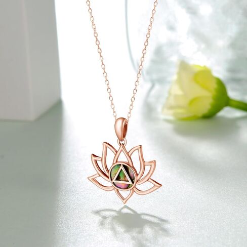 AA Sobriety Gifts Sterling Silver Alcoholics Anonymous Recovery Symbol Necklace Lotus Alcoholics Anonymous Gifts for Women Men in Kuwait