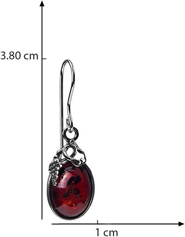 Cherry Amber Sterling Silver Oval Grape Dangle Earrings in Saudi Arabia
