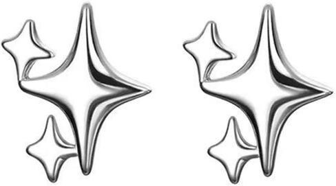 Silver Plated Star Earrings Exquisite Small Stud Earrings for Women Teen Girls in Saudi Arabia
