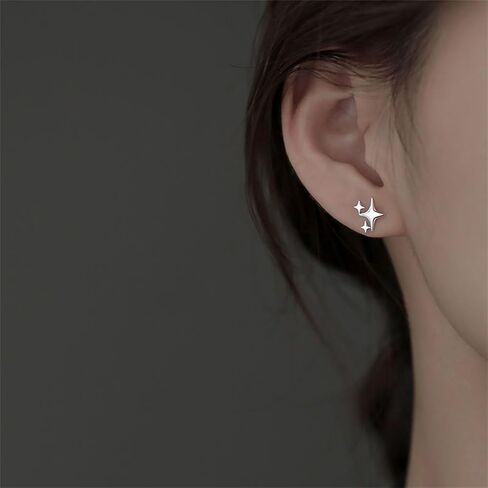 Silver Plated Star Earrings Exquisite Small Stud Earrings for Women Teen Girls in Saudi Arabia