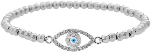 Edforce Stainless Steel Women Evil Eye Ball chain Elastic bracelet with CZ Cubic Zirconia in Kuwait