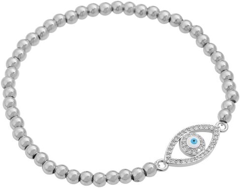 Edforce Stainless Steel Women Evil Eye Ball chain Elastic bracelet with CZ Cubic Zirconia in Kuwait