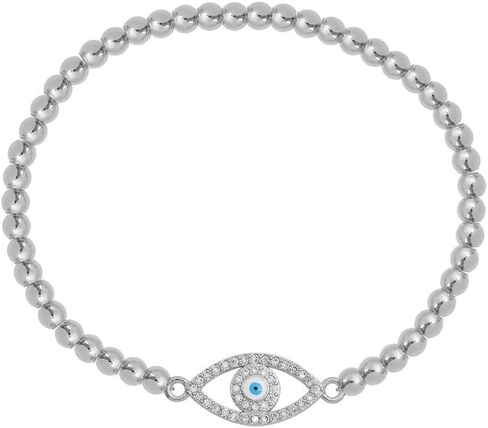 Edforce Stainless Steel Women Evil Eye Ball chain Elastic bracelet with CZ Cubic Zirconia in Kuwait