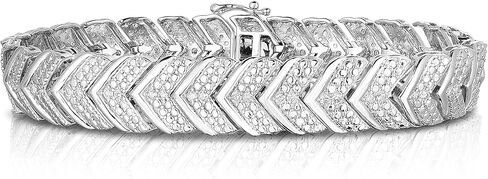 ناتاليا دريك 1 قيراط سوار الماس للنساء مطلي الروديوم الفضة الاسترليني شيفرون نمط ، الماس الأبيض, معدن, وايت دايموند in Kuwait