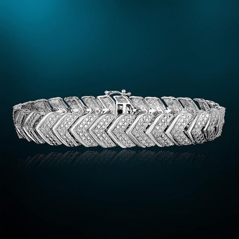 ناتاليا دريك 1 قيراط سوار الماس للنساء مطلي الروديوم الفضة الاسترليني شيفرون نمط ، الماس الأبيض, معدن, وايت دايموند in Kuwait