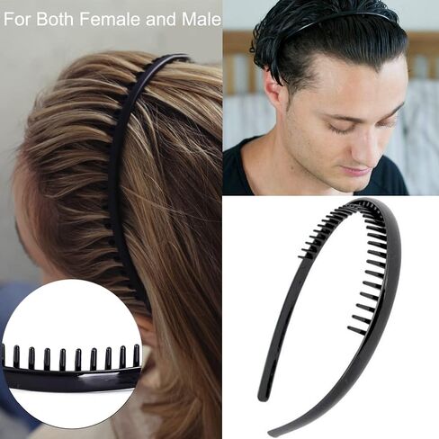 10 pcs Non Slip Fashion Effortless Plastic Headbands with Teeth Skinny Hair Bands Combs for Women Men Teen Girls in Saudi Arabia