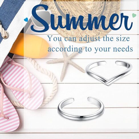 سلليس 2 قطعة 925 خاتم الإبهام شيفرون للنساء الحد الأدنى تكديسها ميدي خواتم مجموعة بسيطة قابلة للتعديل مفصل مفتوحة in Kuwait