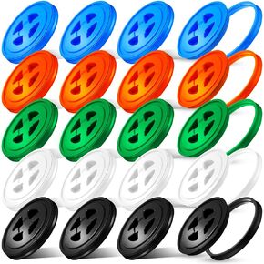 Tessco 20 Pieces 5 Gallon Bucket Lids Plastic Leak Proof Bucket Twist Lid 5 Gal Seal Screw On Compatible with Gamma for Grain Pet Food Storage(White and Black)
