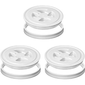 QWORK 5 Gallon Screw Seal Lids for Plastic Bucket, 3 Pack Food-grade Seals Plastic Leak-proof Keep Fresh, Airtight Dry Food Storage Containers Seal Lid With Rubber Gasket, White