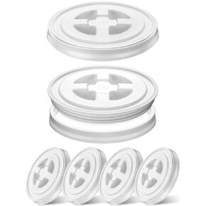 6 Pieces 5 Gallon Bucket Lids Plastic Storage Bucket Screw Seal Lids Leak Proof Screw Pail Lid Sets for Cereals Grain Pet Food Coatings Paint Industrial Storage Buckets (White)