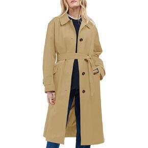 Tankaneo Womens Trench Coats Single Breasted Long Windproof Overcoat with Pockets and Belt