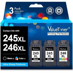 Valuetoner Replacement for Canon Ink Cartridges 245 and 246 Pg-245Xl Cl-246Xl PG-243 CL-244 Compatible with TR4520 MX492 MX490 MG2420 MG2520 MG2522 MG2920 MG2922 MG3022 MG3029 (3-Pack)