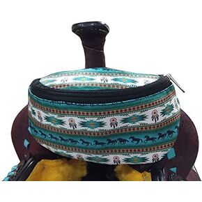 Showman Teal Southwest Horse Design Insulated Nylon Saddle Pouch in Kuwait
