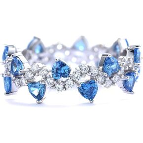 Silver Heart Engagement Rings for Women - Delicate Sapphire Heart Promise Ring for Girls, Promise Love Heart Jewelry Mothers Day Christmas Gifts for Her