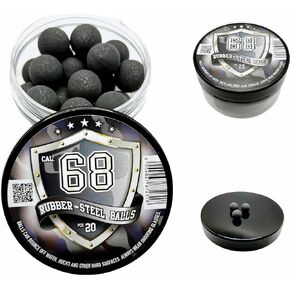 20 x Premium Quality Hard Mix Rubber Steel Balls Paintballs Reballs for Shooting Training Self and Home Defense Pistols in 68 Caliber