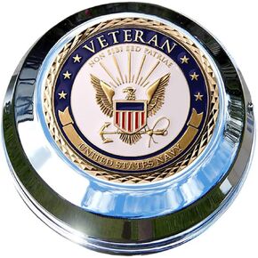 Indian Gas Cap Coin Mount Set with Navy Veteran for Chieftain, Chief Classic, Chief Vintage, Dark Horse, Roadmaster