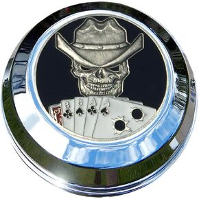 Harley Gas Cap Coin Mount Set with Dead Man's Hand for Softail Dyna Road King Sportster……