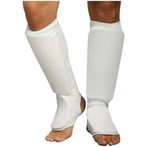 Cloth Shin & Instep Guard Taekwondo, Martial Arts, MMA Foot Protective Gear Protector for Sparring (Black/White; Child Small to Adult XL)