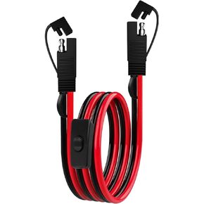 3.3FT/1M SAE to SAE Extension Cable with Switch SAE Extension Cord 2Pin Quick Connect 16AWG Heavy Duty Wire Harness