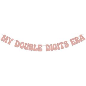 My Double Digits Era Banner, Happy 10th Birthday Decorations for Boys&Girls, Double Digits Sign Birthday Supplies Rose Gold Glitter