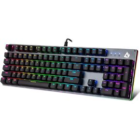 CHONCHOW Full-Size Mechanical Gaming Keyboard with Red Switches, Wired USB 104 Keys RGB Backlit Gaming Keyboard with Number Pad, ABS Keycaps/Anti-Ghosting for Windows, PC Mac Gamer-Black