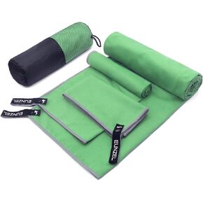 Quick Dry Camping Towel, Microfiber Travel Towel 3 Size at 1 Pack,Fast Drying Towel Set for Camping, Beach, Gym, Sports, Yoga & Swimming Pool, Army Green