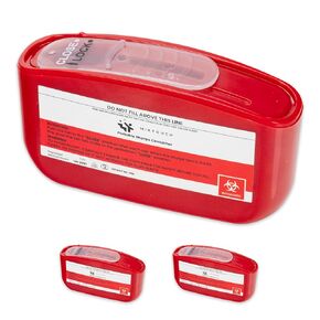Pocket Travel Sharps Disposal Container - Needle Container Disposal with Wide Opening, Flat Bottom, Translucent Lid - Easy-Use, Portable Sharps Container for Pen Needles, Lancets, Strips - 3 Pack